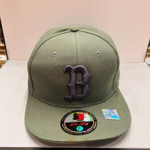 Pit Bull Fitted Hat Mens 7 5/8 Olive Green Gothic B Logo Flat Bill Cap